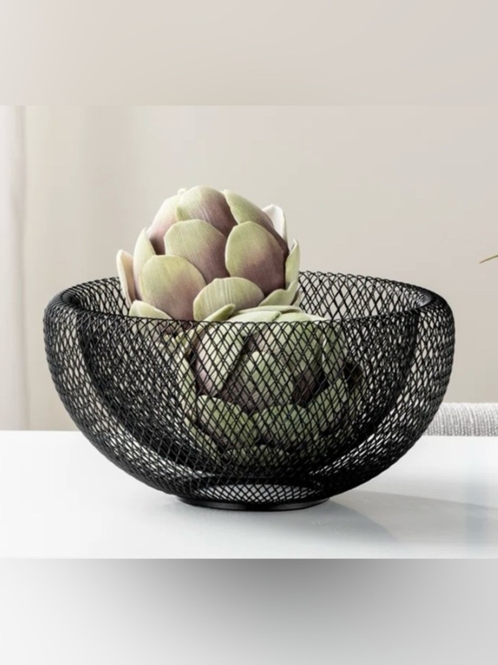 Modern Style Black Mesh Metal Double Wall Bowl